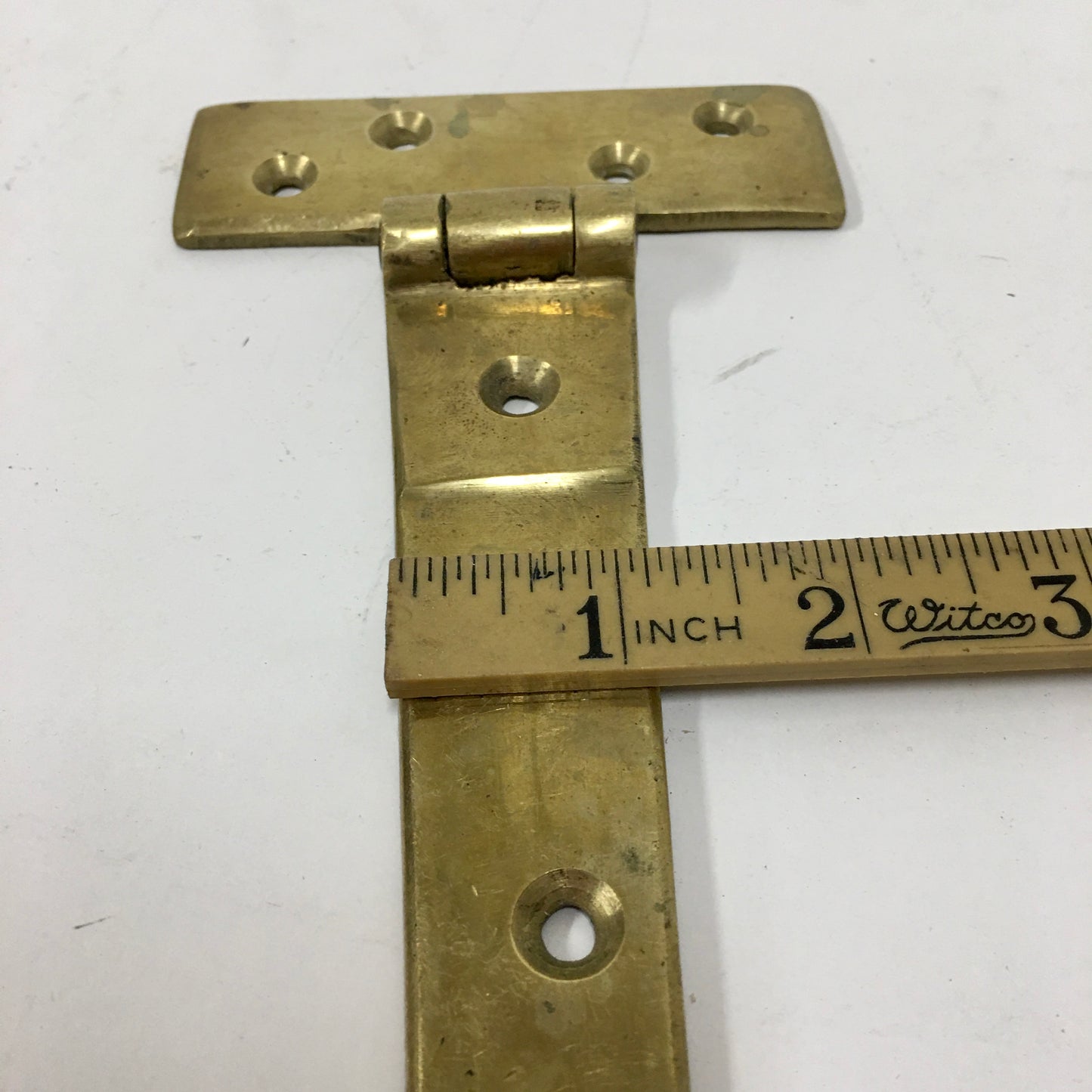 PAIR OF RESTORED HAND CAST SOLID BRASS VICTORIAN 6 INCH T TEE HINGES