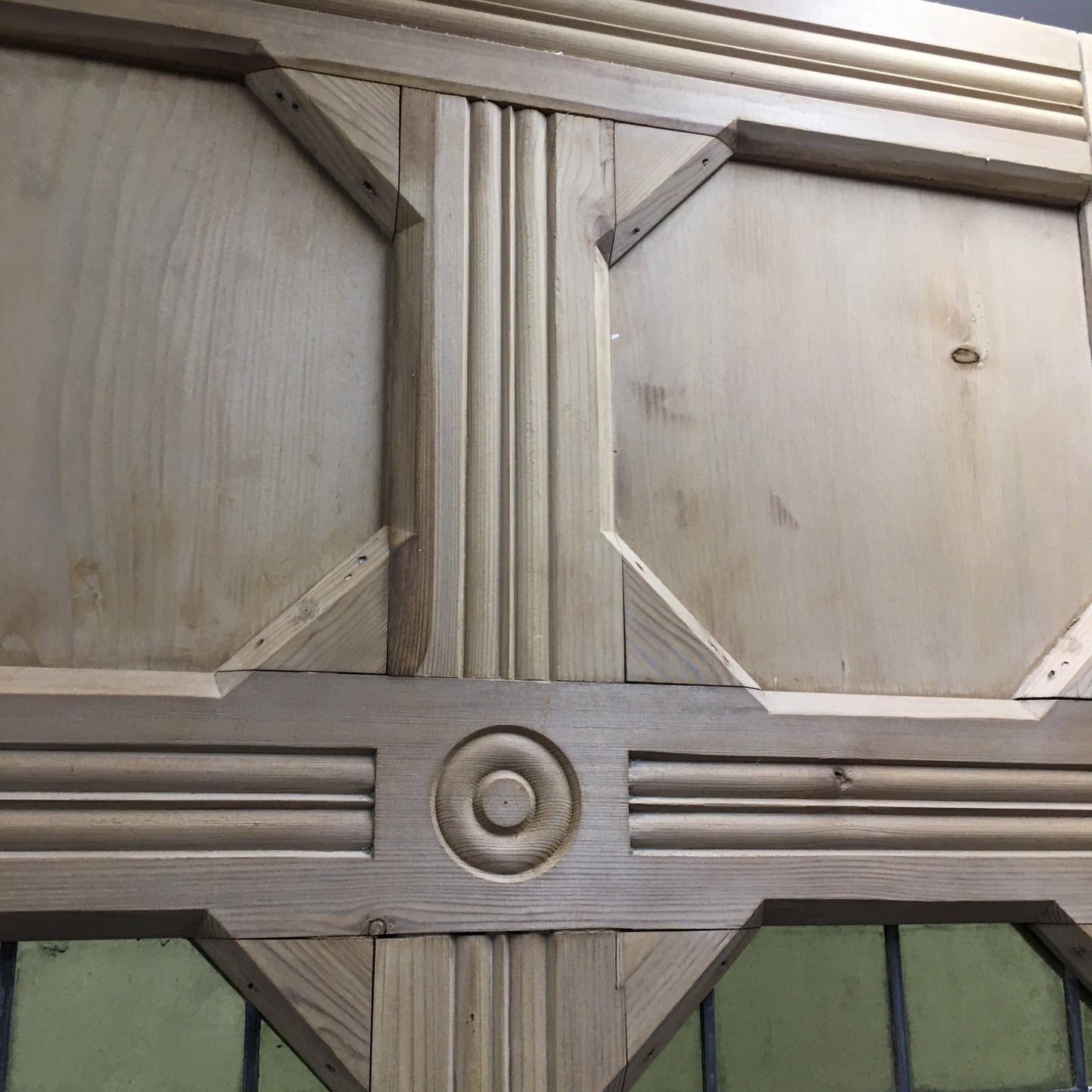 STUNNING LARGE RECLAIMED VICTORIAN STAINED GLASS PITCH PINE CHAPEL CHURCH DOORS